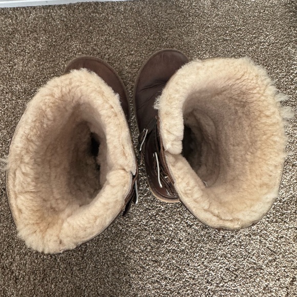 UGG Chestnut Leather Boots with Buckle Accents - Picture 4 of 4